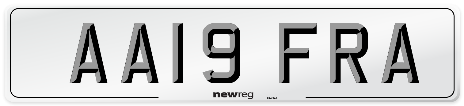 AA19 FRA Number Plate from New Reg